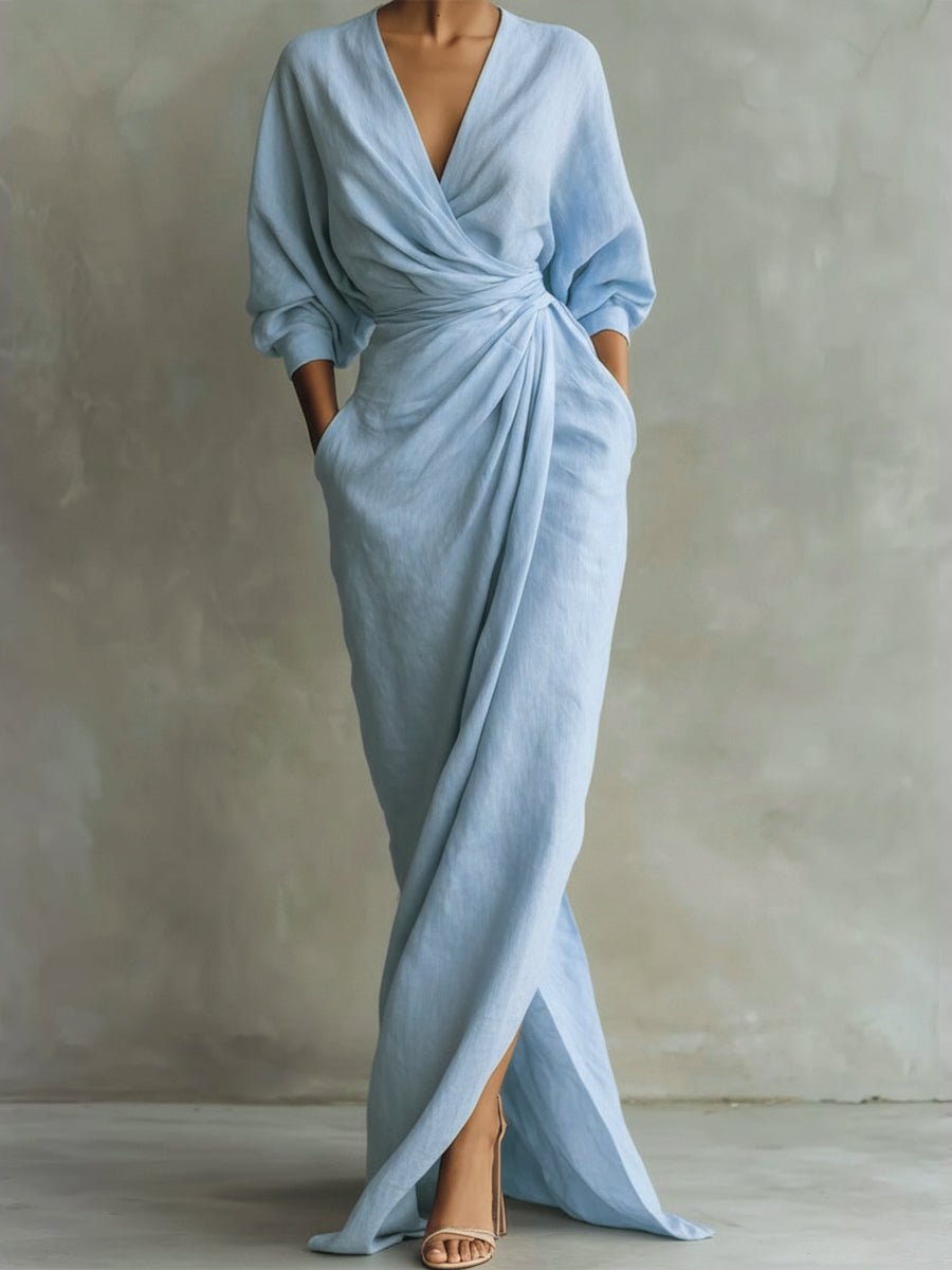 Daisy | Elegant And Flowing Wrap-Style Long Sleeved Maxi Dress