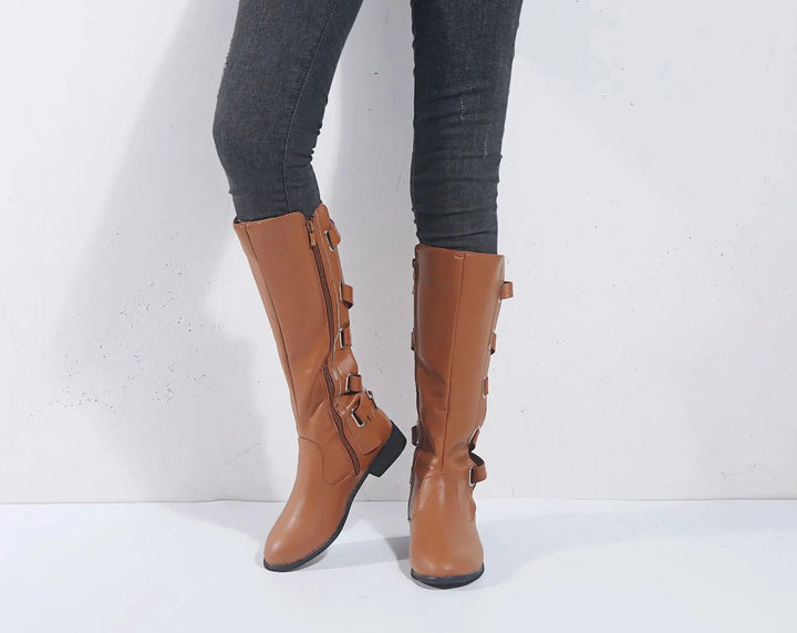Victoria | Elegant And Stylish Buckle Accent Knee High Boots
