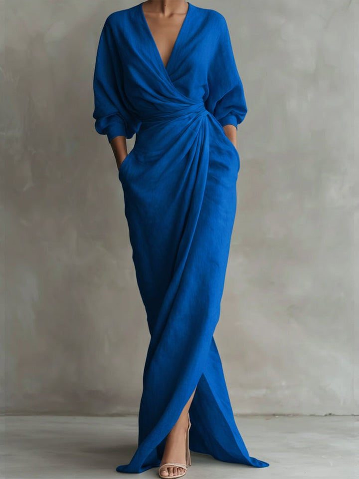 Daisy | Elegant And Flowing Wrap-Style Long Sleeved Maxi Dress