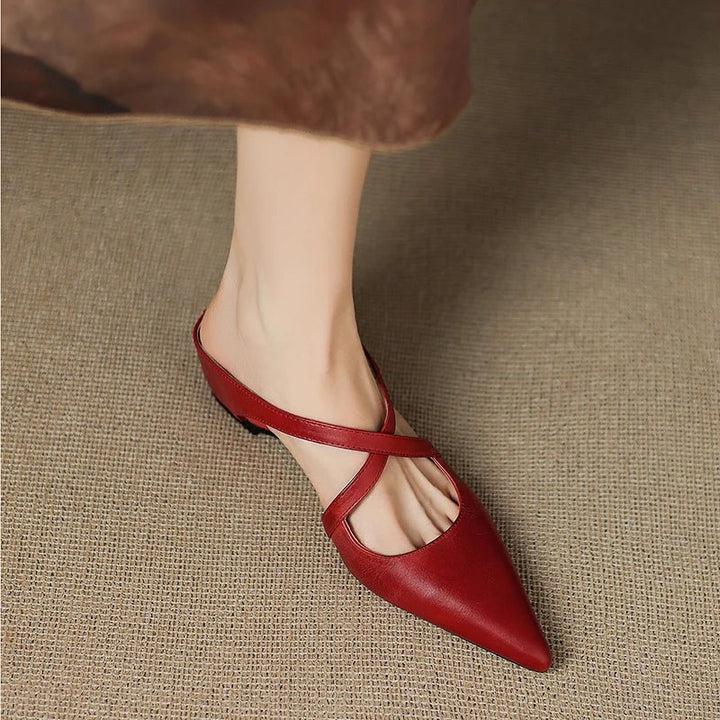Seraphina | Mule sofisticate e confortevoli in pelle con cinturini incrociati