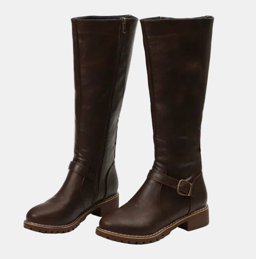 Luna | Elegant And Comfortable Buckle Strap Knee High Boots
