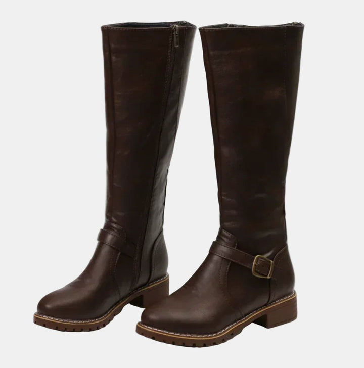 Luna | Elegant And Comfortable Buckle Strap Knee High Boots
