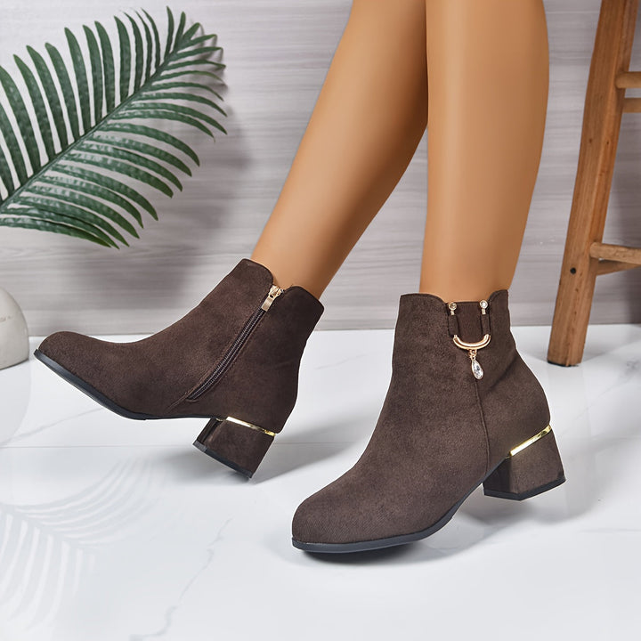 Leonie | Stylish Suede Chelsea Ankle Boot with Block Heel