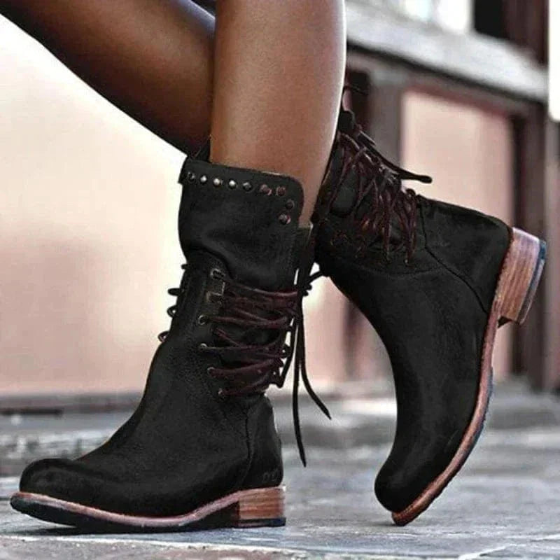 Sienna | Rustic Western Lace-Up Ankle Boots