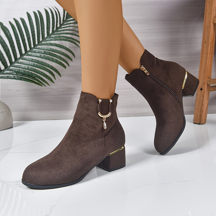 Leonie | Stylish Suede Chelsea Ankle Boot with Block Heel