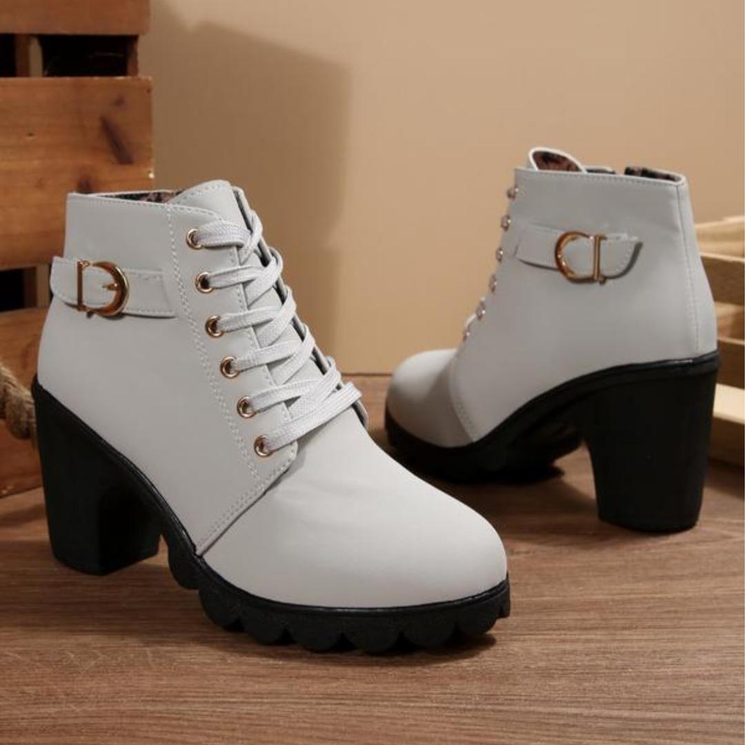 Coraline | Stylish Lace-Up Block Heel Ankle Boots