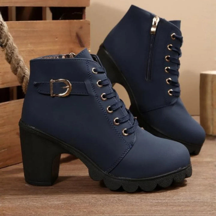 Coraline | Stylish Lace-Up Block Heel Ankle Boots