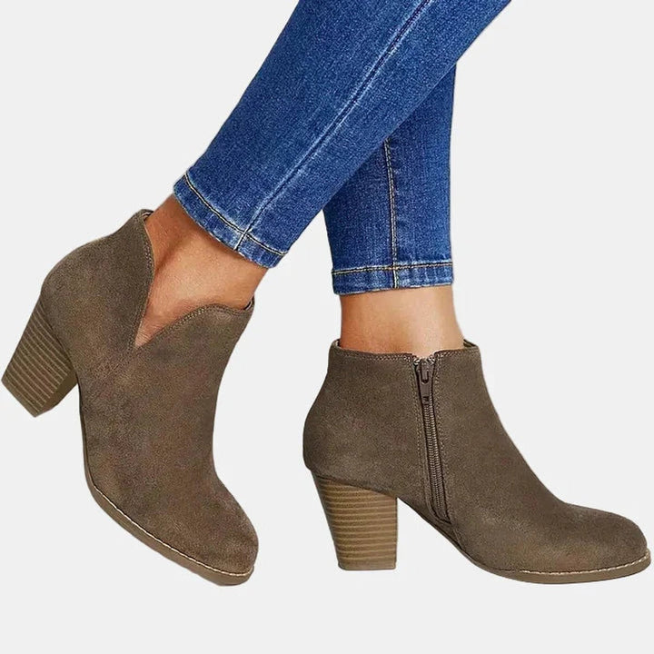 Stella | Luxurious Suede Block-Heel Ankle Boots