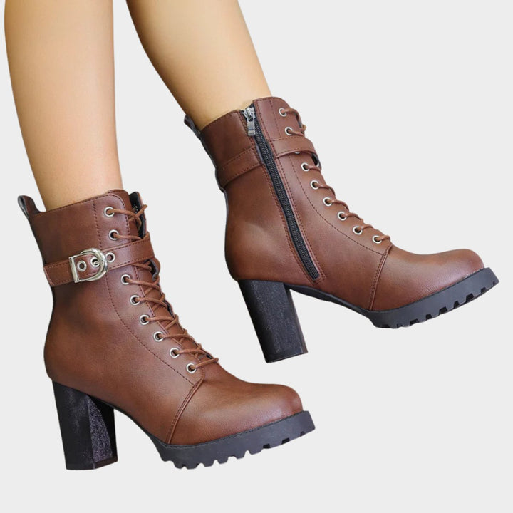 Maya | Edgy Block-Heel Combat Ankle Boots