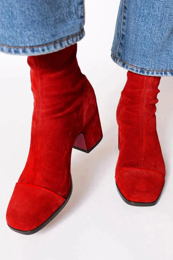 Aurora | Bold Leopard-Accented Block-Heel Ankle Boots