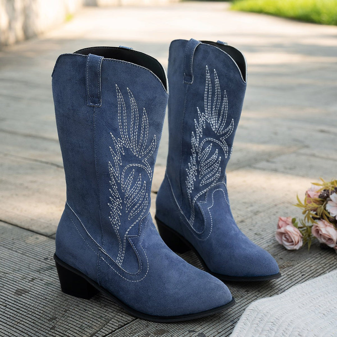Camille | Bottes de cowboy western chic avec surpiqûres