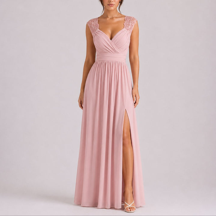 Sophia | Elegant And Sophisticated Fall Wedding Lace Maxi Dress