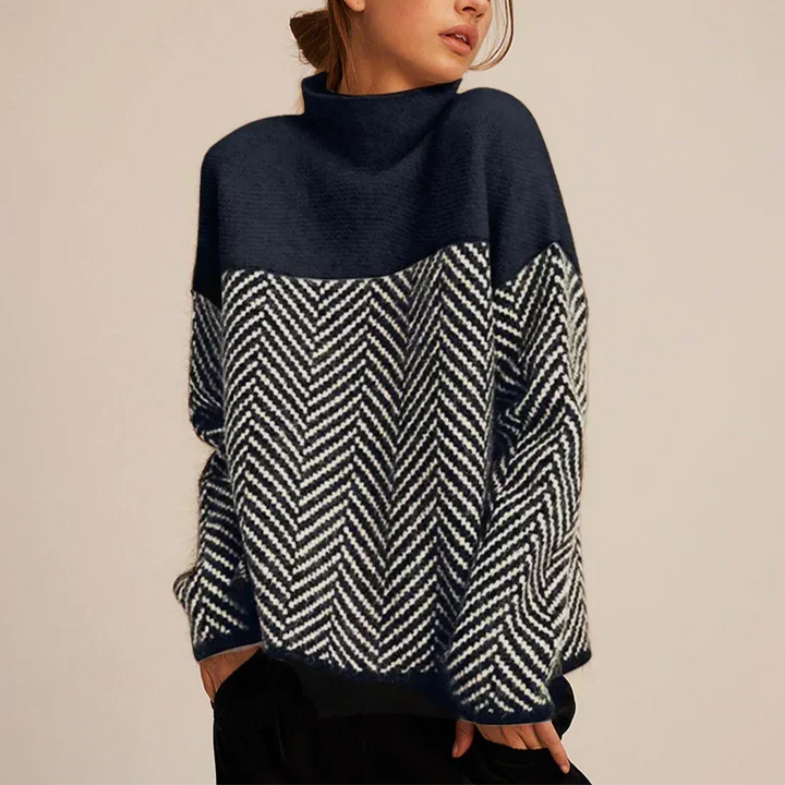 Madison | Elegant And Cozy Chevron Turtleneck Sweater