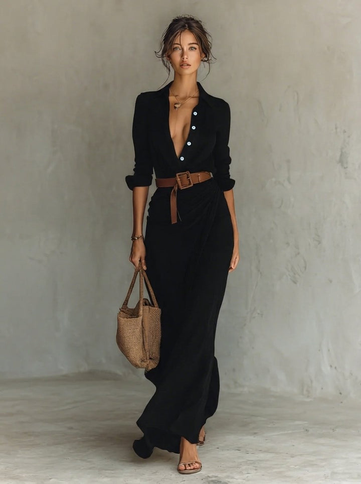 Isabella | Modern And Figure-Defining Long-Sleeved Maxi Dress