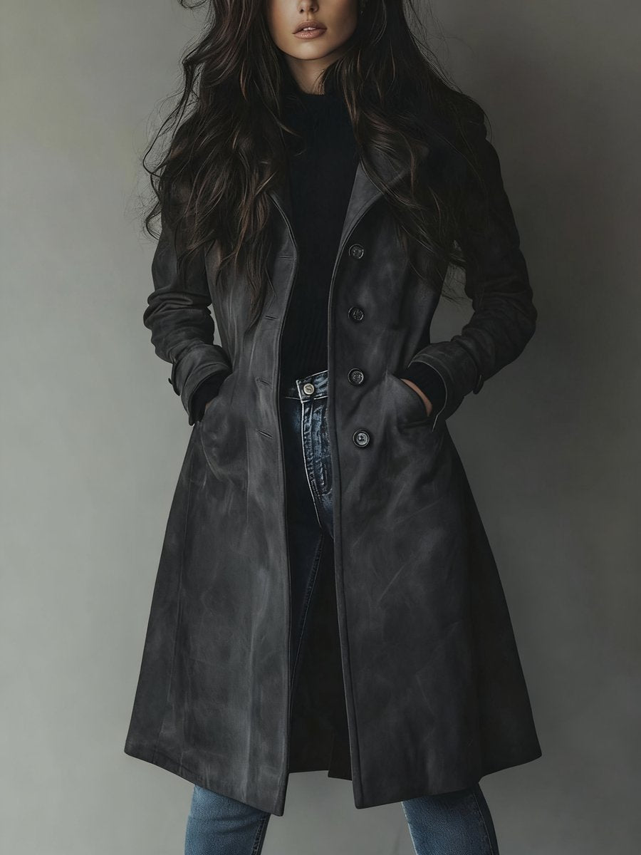 Olivia | Eleganter langer zweireihiger Trenchcoat
