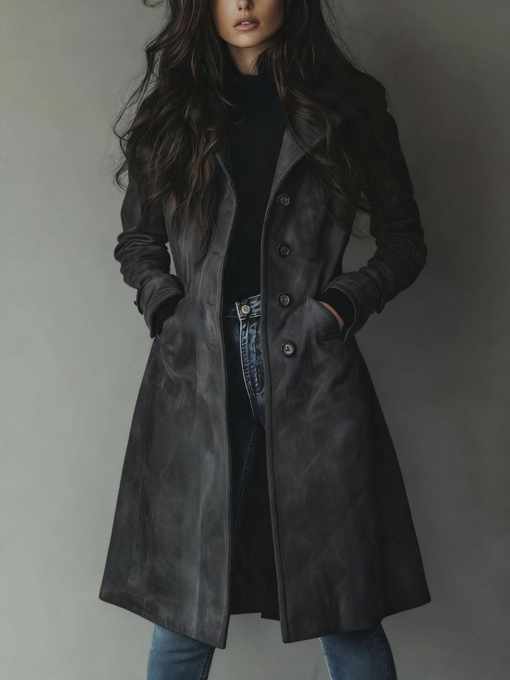 Olivia | Eleganter langer zweireihiger Trenchcoat
