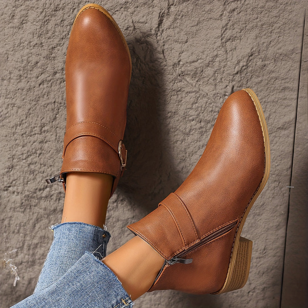 Eliana | Stylish Buckle-Strap Chelsea Ankle Boots