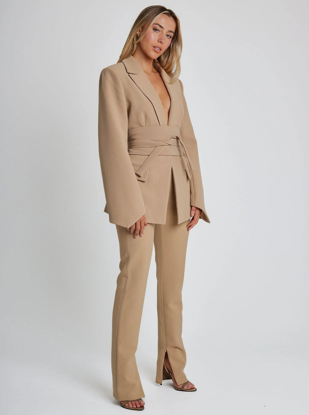 Claire | Sophistication And Tailored Belted Luxe Blazer