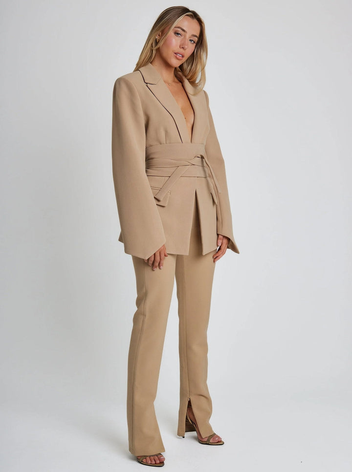 Claire | Sophistication And Tailored Belted Luxe Blazer