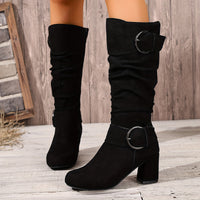 Olivia | Stylish And Relaxed Double-Buckle Knee High Boots
