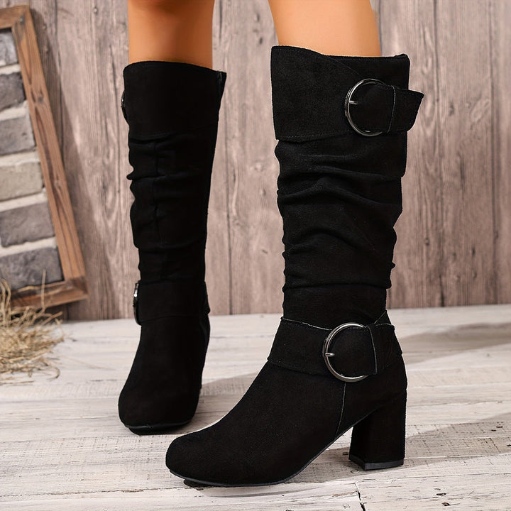 Olivia | Stylish And Relaxed Double-Buckle Knee High Boots