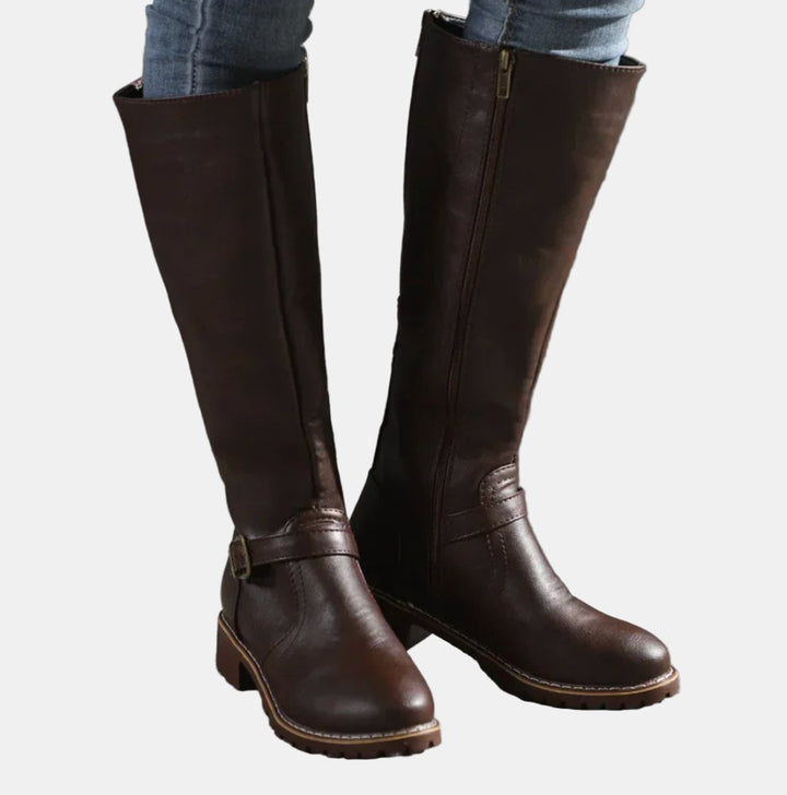 Luna | Elegant And Comfortable Buckle Strap Knee High Boots