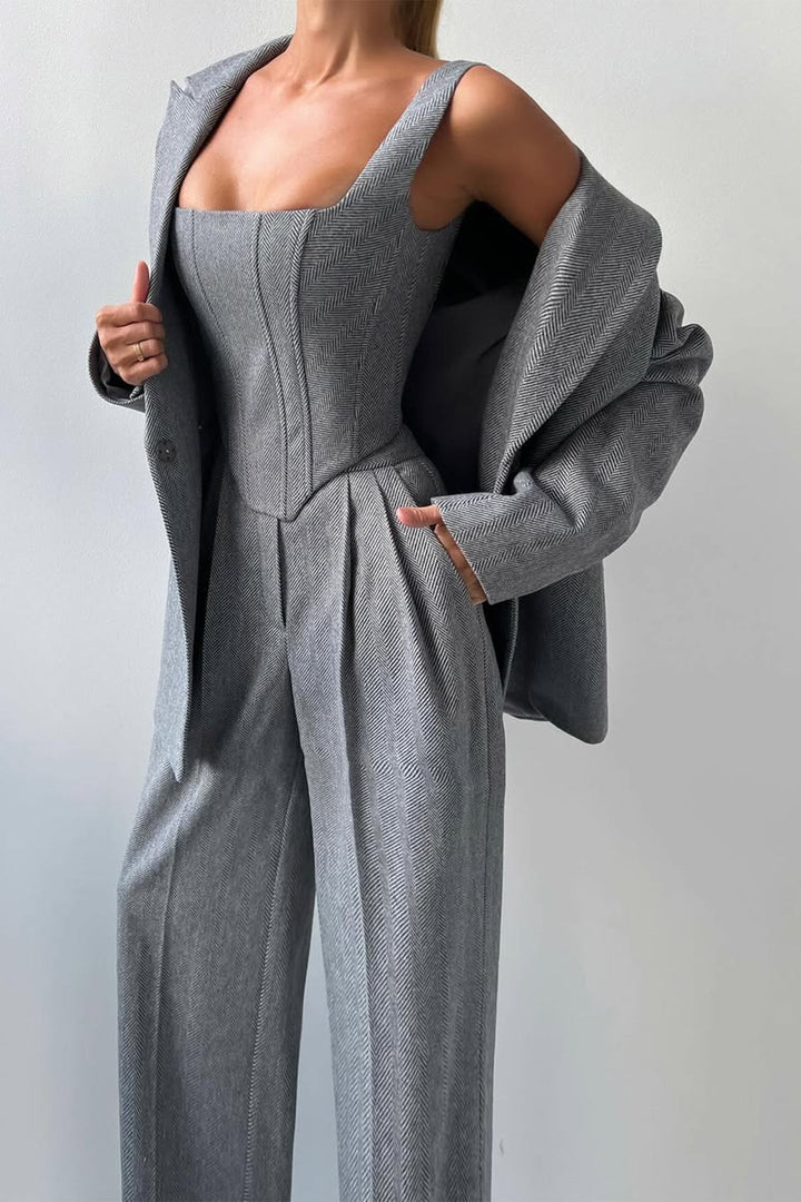 +Eleanor | Women's Double-Breasted Three-Piece Blazer Set