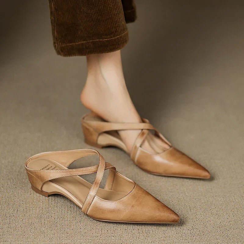Seraphina | Mule sofisticate e confortevoli in pelle con cinturini incrociati