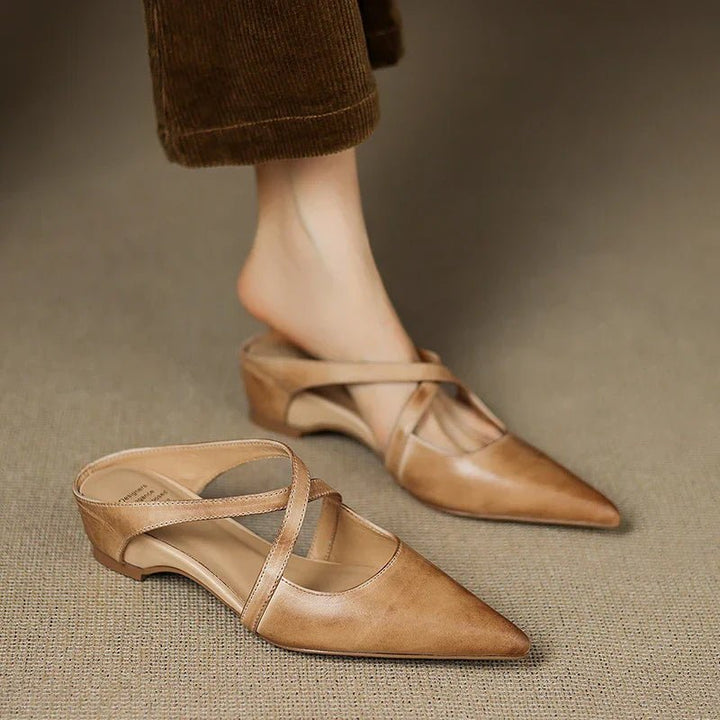 Seraphina | Mule sofisticate e confortevoli in pelle con cinturini incrociati
