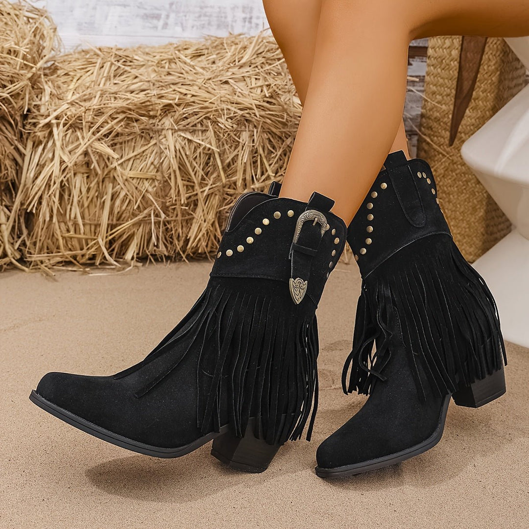 Nora | Stylish And Studded Fringe Western Cowboy Boots