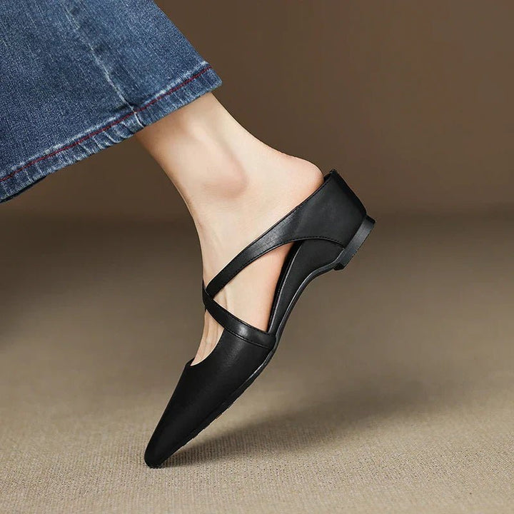Seraphina | Mule sofisticate e confortevoli in pelle con cinturini incrociati