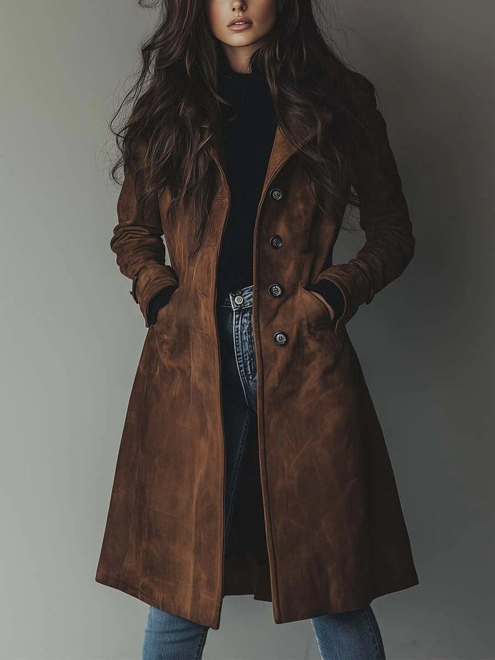 Olivia | Eleganter langer zweireihiger Trenchcoat