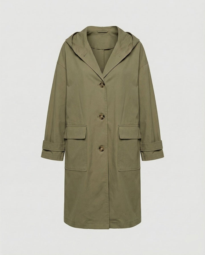 Clara | Elegante wasserdichte Longline-Jacke mit Kapuze