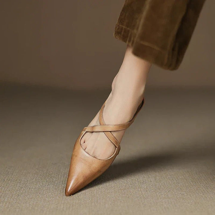 Seraphina | Mule sofisticate e confortevoli in pelle con cinturini incrociati