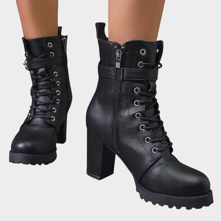 Maya | Edgy Block-Heel Combat Ankle Boots