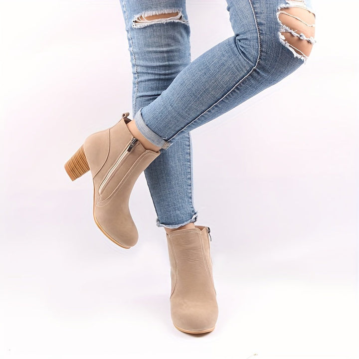 Caroline | Timeless Stacked Block-Heel Ankle Boots