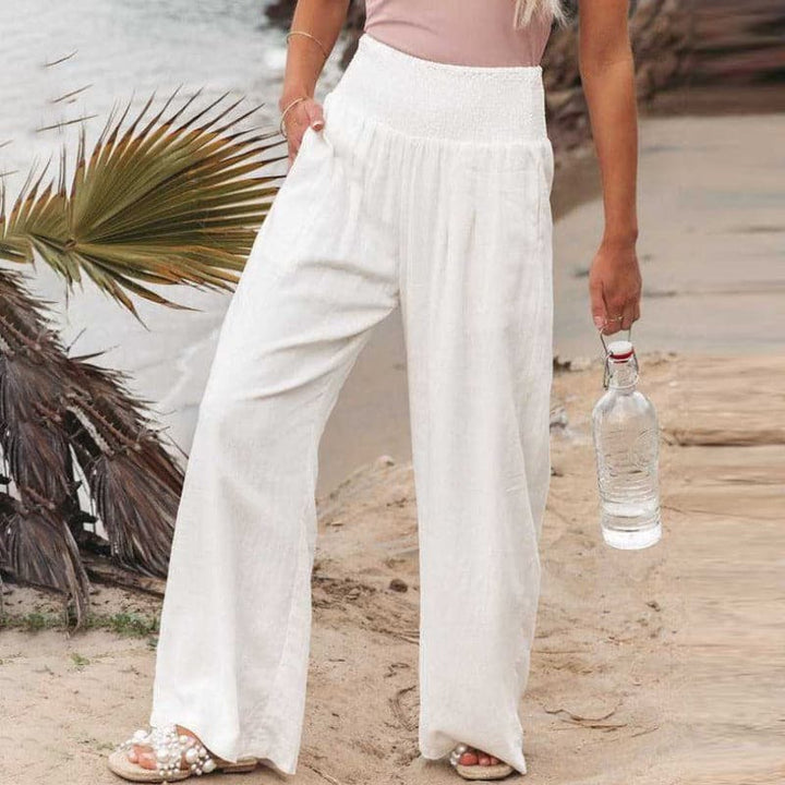 Freya | Luftige und elegante Hose aus Baumwoll-Leinen-Mischung mit weitem Bein