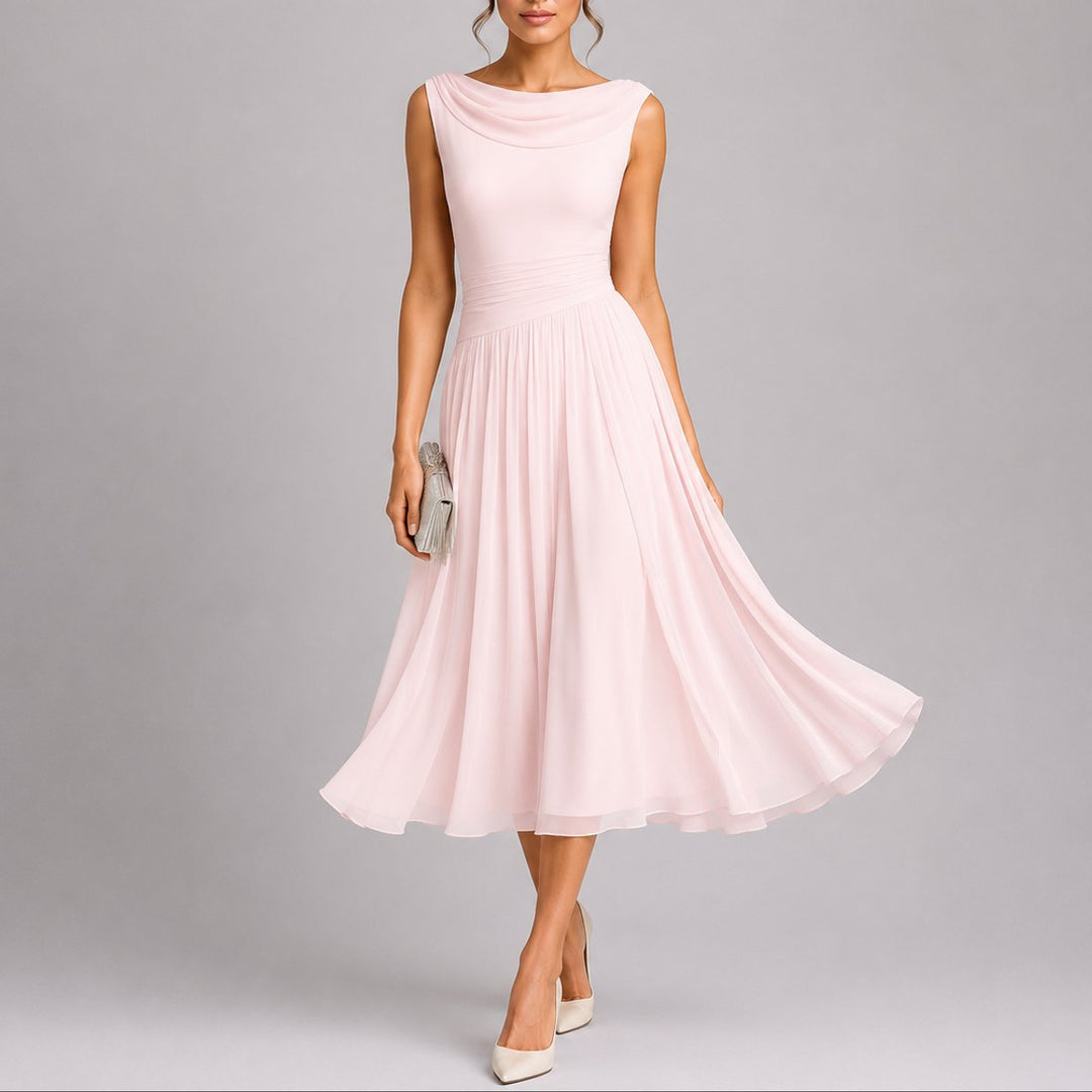 Stella | Elegant And Refined Fall Wedding Pleated Midi Dress