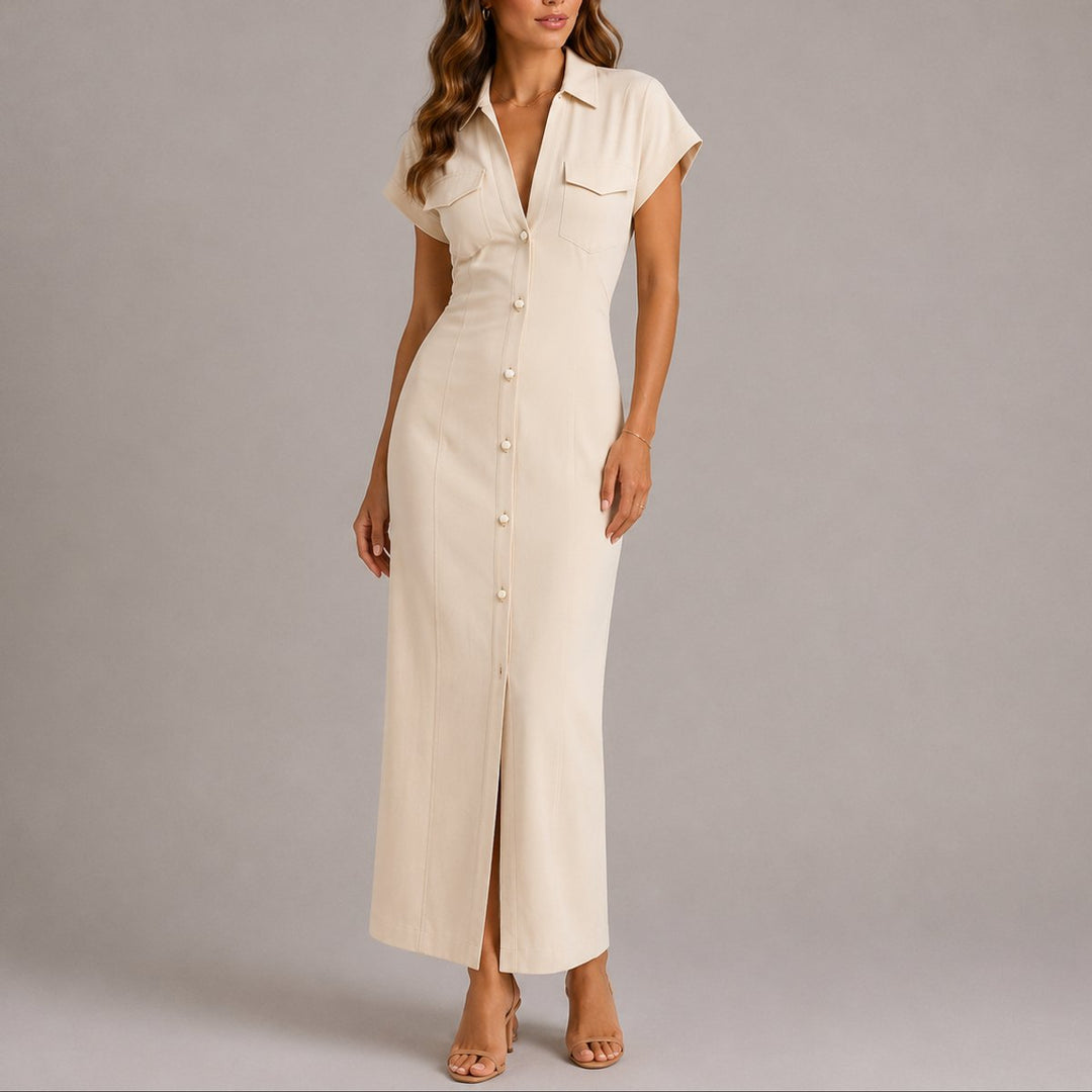 Emma | Robe-chemise longue confortable et polyvalente pour mariage d’automne