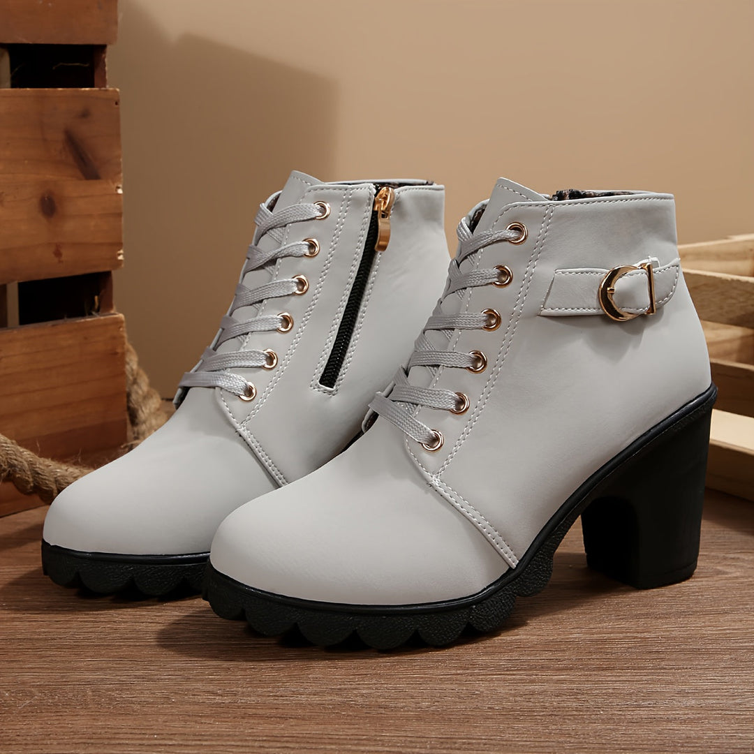 Liora | Lace-Up Block Heel Ankle Boots