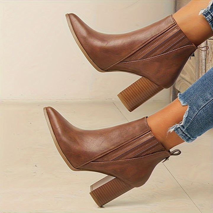 Madison | Comfortable Pointed Toe Block Heel Ankle Boots