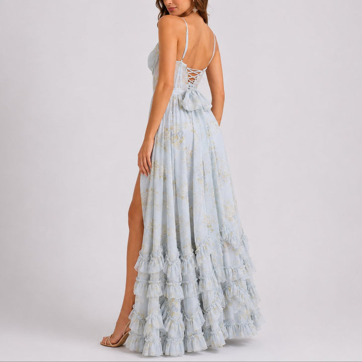Eliana | Romantic And Elegant Fall Wedding Floral Corset Maxi Dress