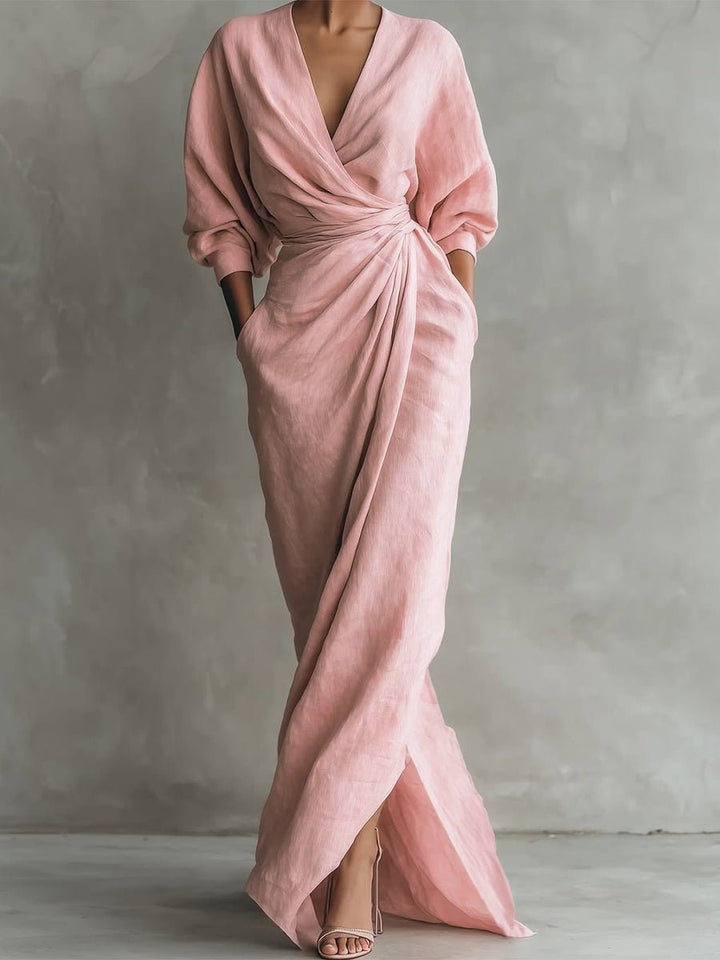 Daisy | Elegant And Flowing Wrap-Style Long Sleeved Maxi Dress