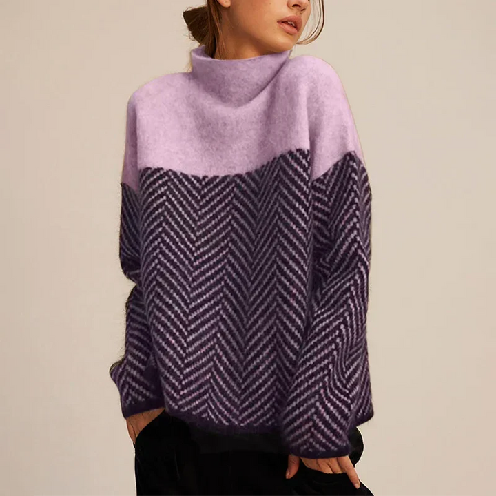 Madison | Elegant And Cozy Chevron Turtleneck Sweater