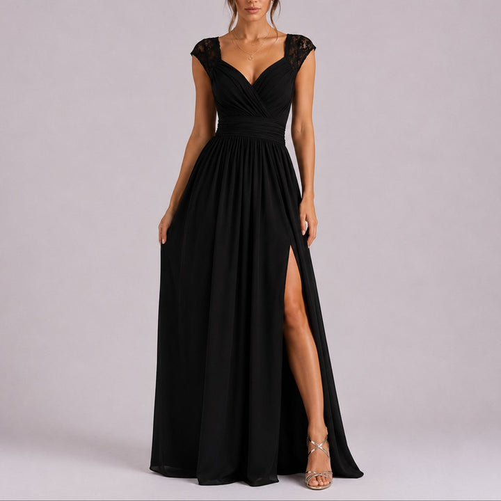 Sophia | Elegant And Sophisticated Fall Wedding Lace Maxi Dress