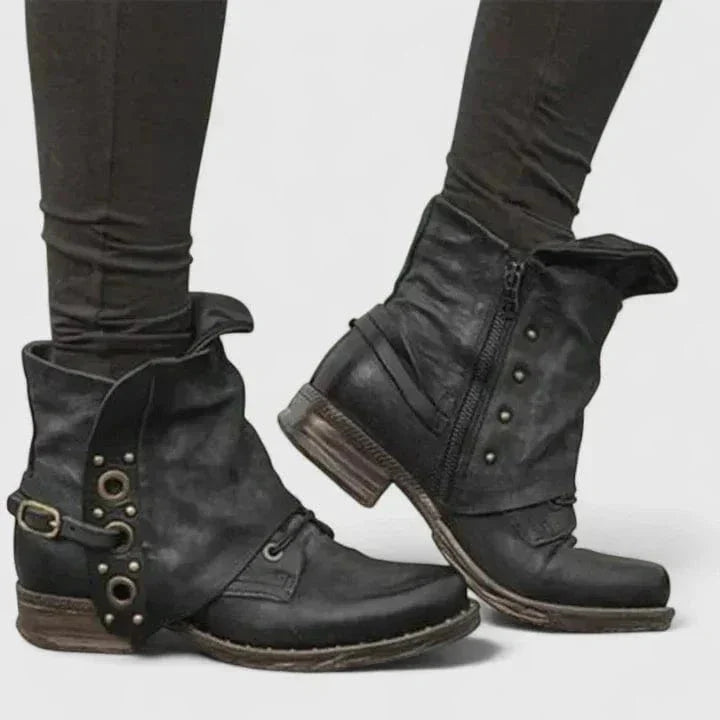 Luna | Rugged Distressed Leather Ankle Boots