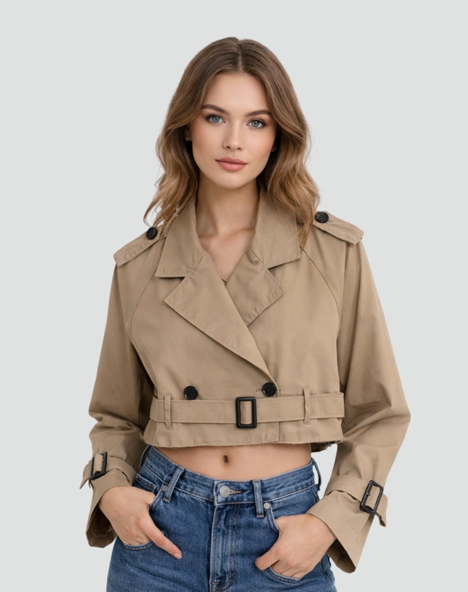 Olivia | Eleganter kurzer taillierter Trenchcoat