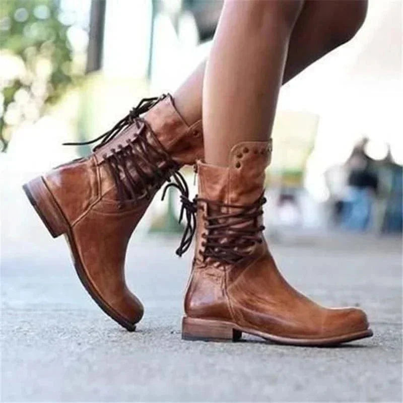 Sienna | Rustic Western Lace-Up Ankle Boots