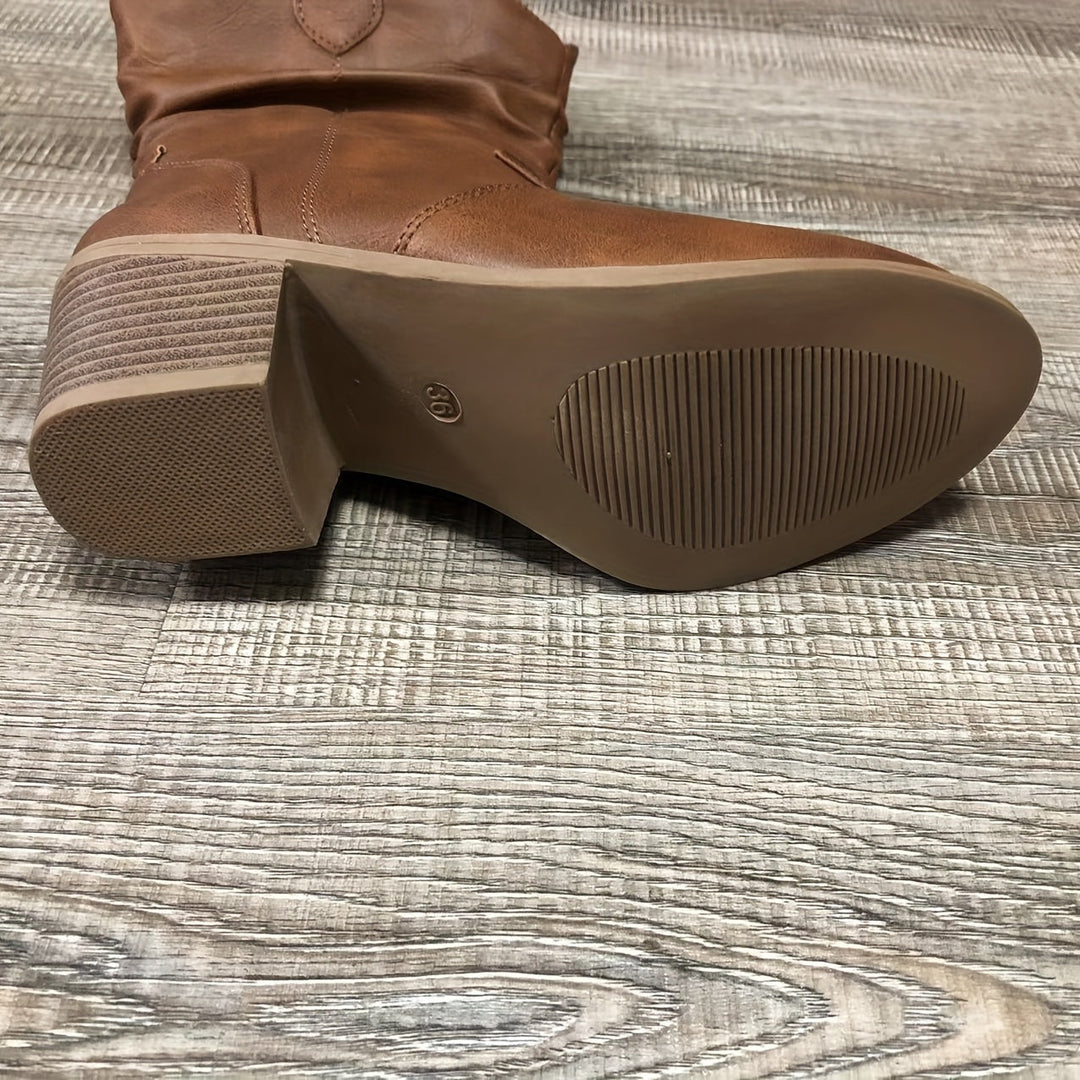 Sophia | Slouchy Wide-Calf Western Cowboy Boots