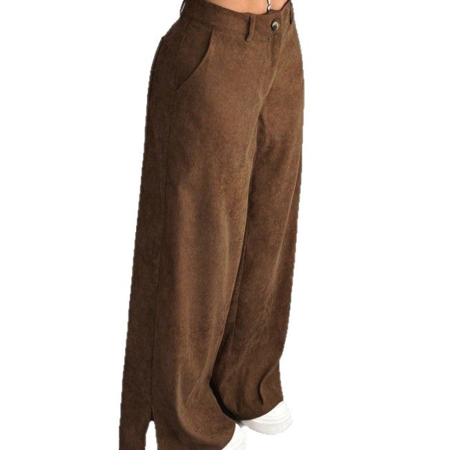 Nora | Pantalon chic à taille haute, jambes larges et fentes